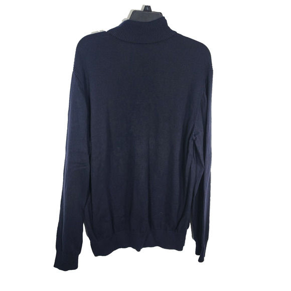 Allen Edmonds Sweater Mens Large Navy 100% Pima Cotton 1/4 Quarter Zip Pullover - Picture 2 of 8